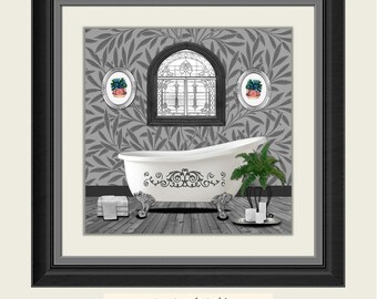 SALE,Bathroom Wall Decor,Gray Bathroom Print,Vintage Bathroom Wall Art,Old Picture,Printable Art,Bathroom Instant Print,1/2 price