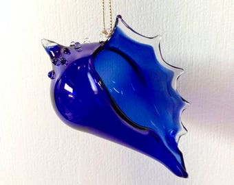 Blown Glass Ornament Suncatcher, Christmas Cobalt Blue, Holiday Decor, Tree Decorations