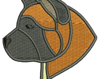 boxer dog embroidery design