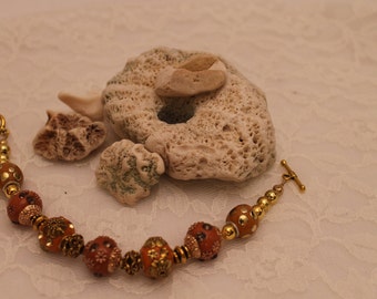 Brownish Orange Beaded Bracelet