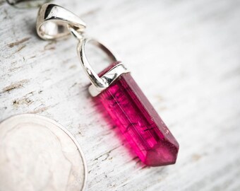 Raw Uncut Rubellite Pink Tourmaline Pendant - Rubellite Pink tourmaline - Pink Tourmaline - Rubellite Tourmaline Necklace - Pink Tourmaline
