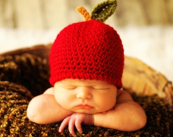 Baby Hat CROCHET PATTERN in 5 sizes 0-10 years, Baby Child An Apple a Day