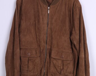 Vintage Mens 48 2XL Bomber Jacket Leather Camel Retro