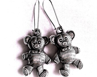 Silver Teddy bear earrings