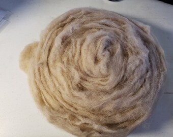 Carded Light Fawn Alpaca Fiber - Roving Carded