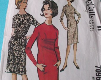 Vintage Sewing Pattern McCall's 7096 for a Woman's Sheath Dress in Size 12