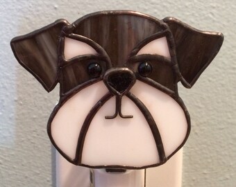 Stained Glass Dog Night Light Schnauzer