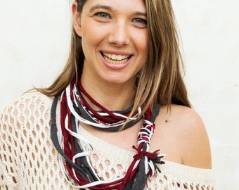 Scarf Necklace, Long Fabric Necklace, Infinity Scarf Necklace, Fabric Necklace, Recycled fabric necklace-scarf ,Loop Scarves jewelry scarf