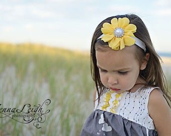 Yellow Headband, Yellow Flower Girl Headband, Yellow Flower Headband, Yellow Newborn Headband, yellow Birthday Headband,yellow baby Headband