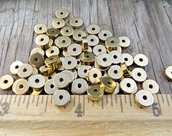 Solid Brass Heishi 6mm x 2mm (100 pcs)