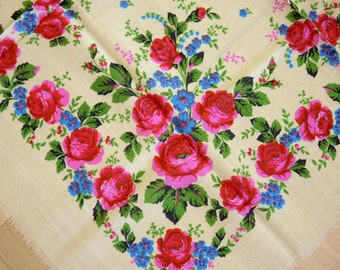 Vintage woolen shawl Woolen scarf with floral pattern #73