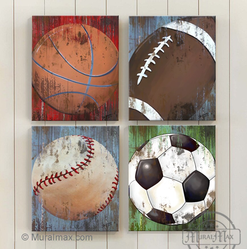 Sports Canvas Wall Art Set of 4 Canvas Art Sports Room