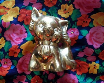 70s brass cat figurine