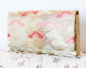 Glitter Clutch, Gold Clutch Bag, Evening Clutch, Wedding Clutch, Bridesmaid Clutch, Gift For Her, Vintage Japanese Kimono Silk Womens Wallet