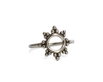 Sun ring, sterling silver ring, beaded ring
