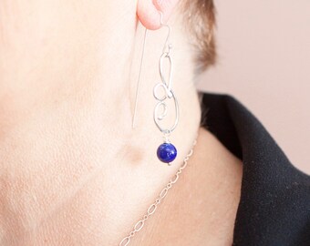 Lapis Lazuli Argentium Sterling Silver Musical Melody Earrings