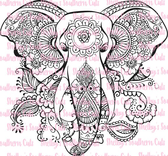 Floral Elephant SVG EPS DXF