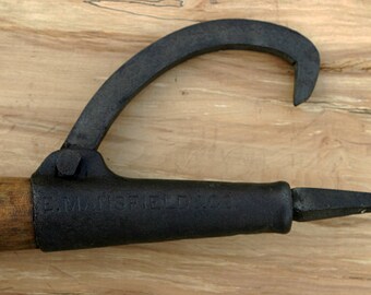 Antique 1890s Very Rare E. Mansfield & Co. Orono, MAINE All Forged Cast Steel Logging PEAVY Famous Quality Maine Co. for Early Logging Tools