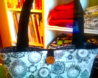 Handcrafted, Clocks 1 handbag, knitting bag, purse