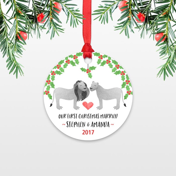 Lion Couple First Christmas Ornament Personalized, Our First Christmas Married, 1st First Christmas Engaged, First Christmas Together