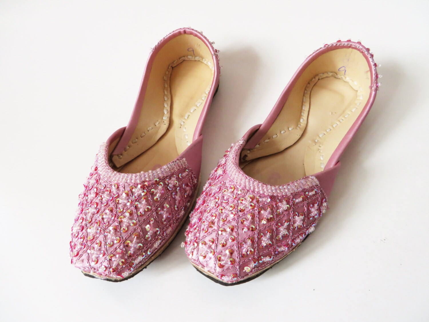 Pink Girls Khussa Shoes Indian Pakistan Shoes Beads