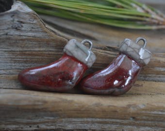 Handmade Porcelain Raku Christmas Stockings