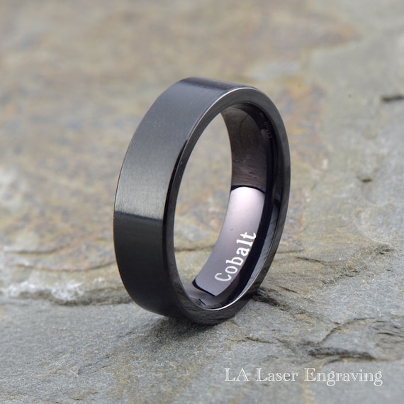 Cobalt Wedding Band Mens Wedding Band Black Wedding Band