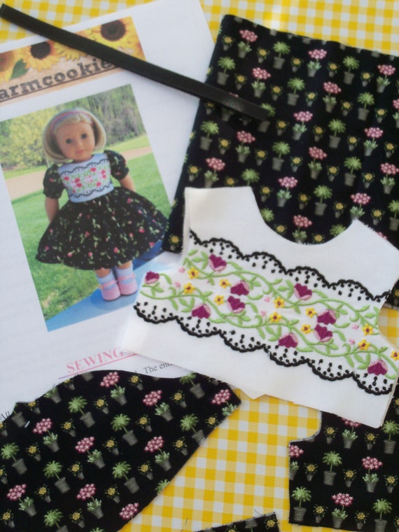 18" Size /COMPLETE SEWING KIT for 18 Inch Doll Clothes / Elaborately Embroidered Dress / Fits Like American Girl Doll Clothes