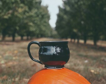 Witch Cauldron Mug - Handmade Halloween - Black
