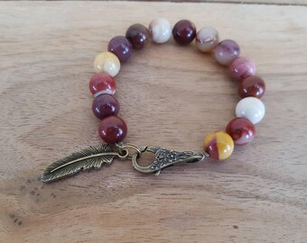 Mookaite feather bracelet