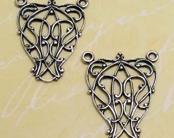 Scroll Filigree Connector, Antique Silver, Trinity Brass, 2 Pieces, AS105