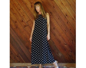 Polka Dot Maxi Dress - Vintage 90s - S/M