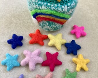 Counting stars felted wool play set Waldorf inspired ready to ship