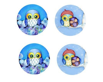 12mm set of 2 pairs of little owls
