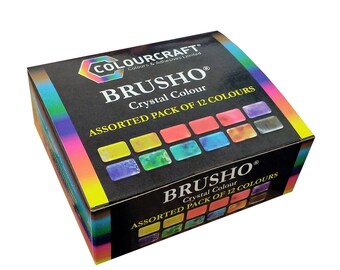 Colourcraft Brusho Crystal Colour Assorted Pack of 12 Pigment Powders