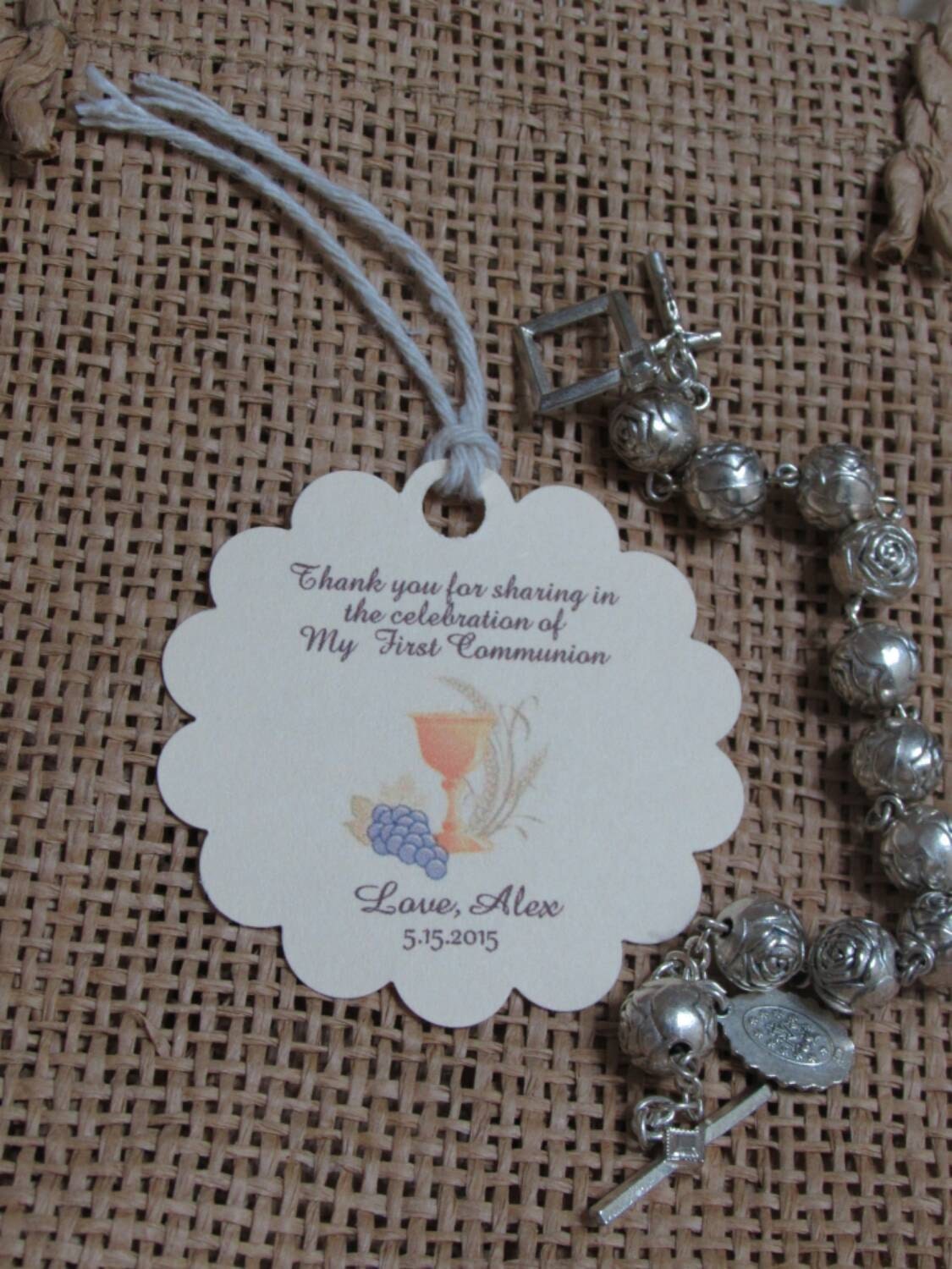 Personalized Favor Tags 2 First Communion tags Thank