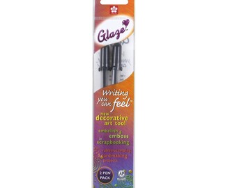 2 Gloss Black Sakura Glaze 3 Dimensional Glossy Ink Pens; Adult Book Coloring, Bible Studies, Planners, Scrapbooking, Cards, Ceramic, Glass