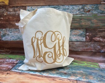 Monogrammed Tote Bag, Monogrammed Bridesmaid Gifts, Canvas Tote Bag, Monogram Tote Bag, Wedding Favors, Monogram Canvas Tote bag