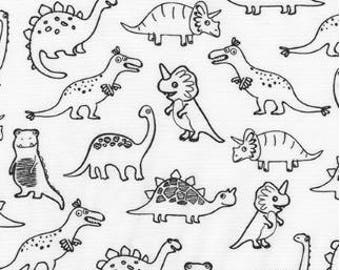 Dinosaur Outlines on White from Robert Kaufman's Dinoroar Collection by Sea Urchin Studios
