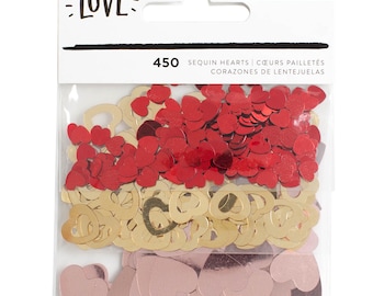 Crate Paper Hello Love Sequin Hearts -- MSRP 3.00