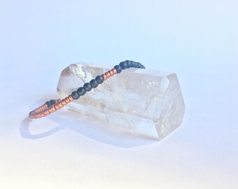 Black Onyx and Seed Bead Bracelet