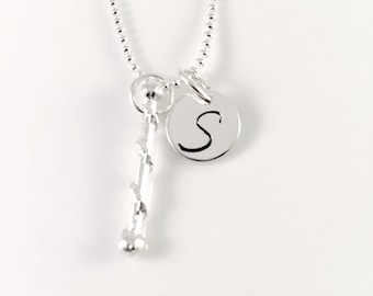 Baton initial necklace, majorette necklace, personalized baton necklace, band necklace, baton twirler necklace, baton jewelry, marching band