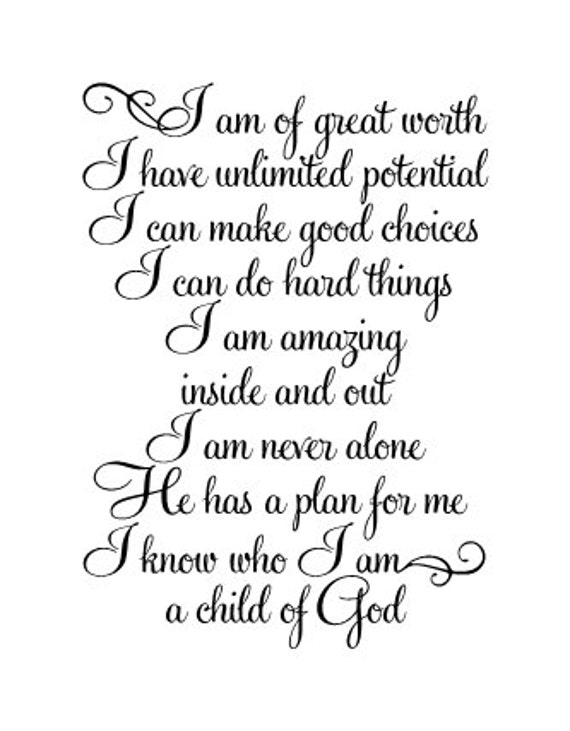 I am of great worth I am a child of God wall vinyl decal