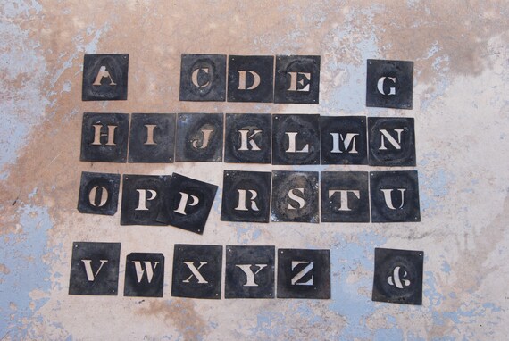 antique Letter Stencils French Zinc Metal Alphabet Stencil Set antique Letter Stencils French Zinc Metal Alphabet Stencil Set