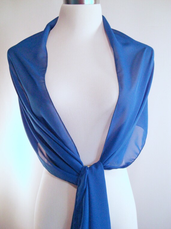 royal blue chiffon shawl
