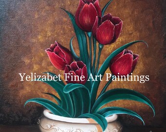 Red Tulips Oil Painting