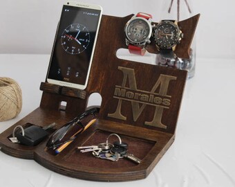 Wood Docking station, Wood Docking station for men, Wood Docking station for women, Wood Docking station personalized, Wood Docking stand