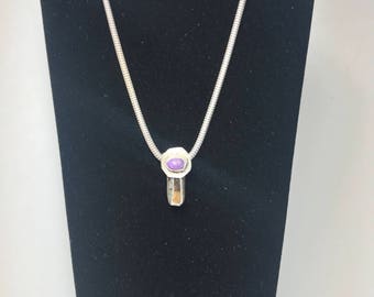 Sugilite tourmaline and sterling silver pendant