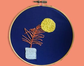 palm and sun embroidery