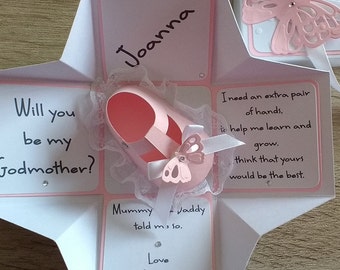 Will You Be My Godmother/Father/Parent? Butterfly Exploding Box Card